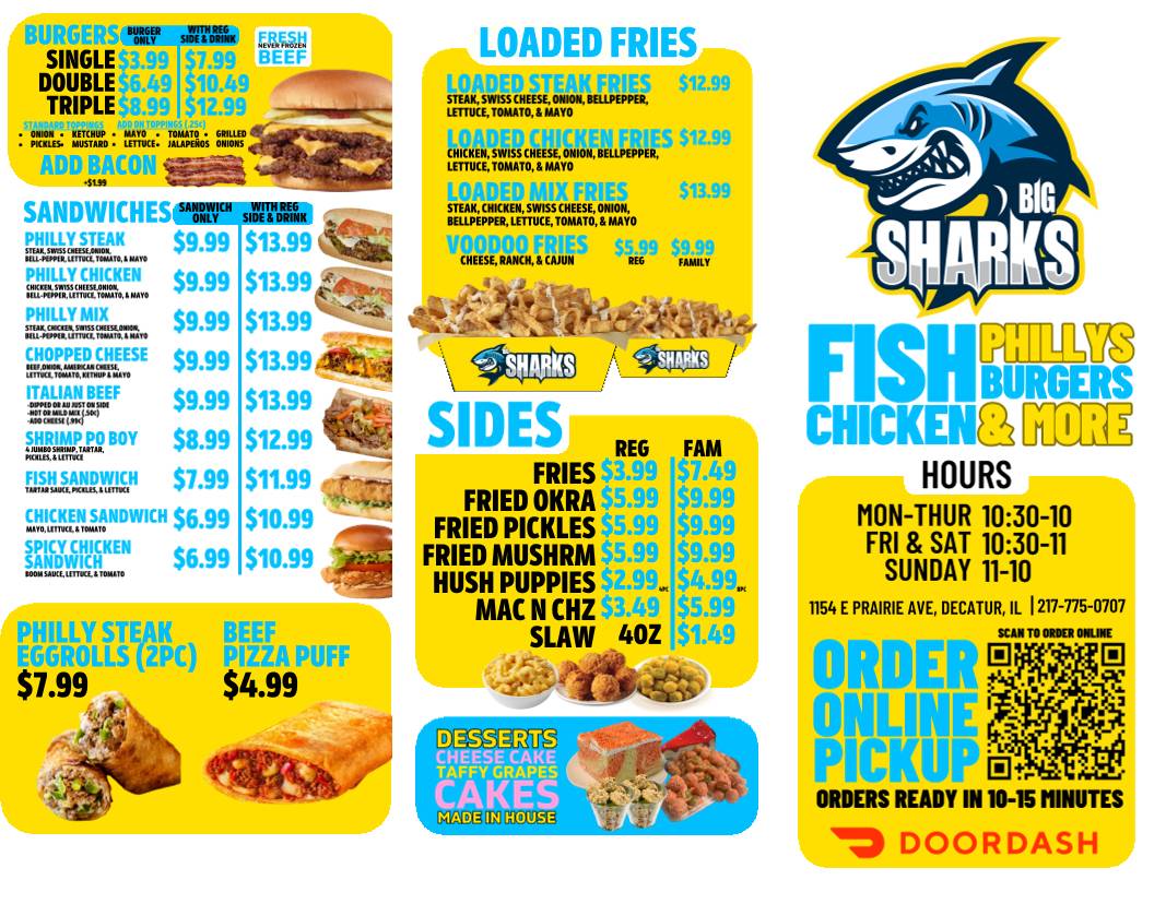 Sharks Fish & Chicken Jasper Street меню