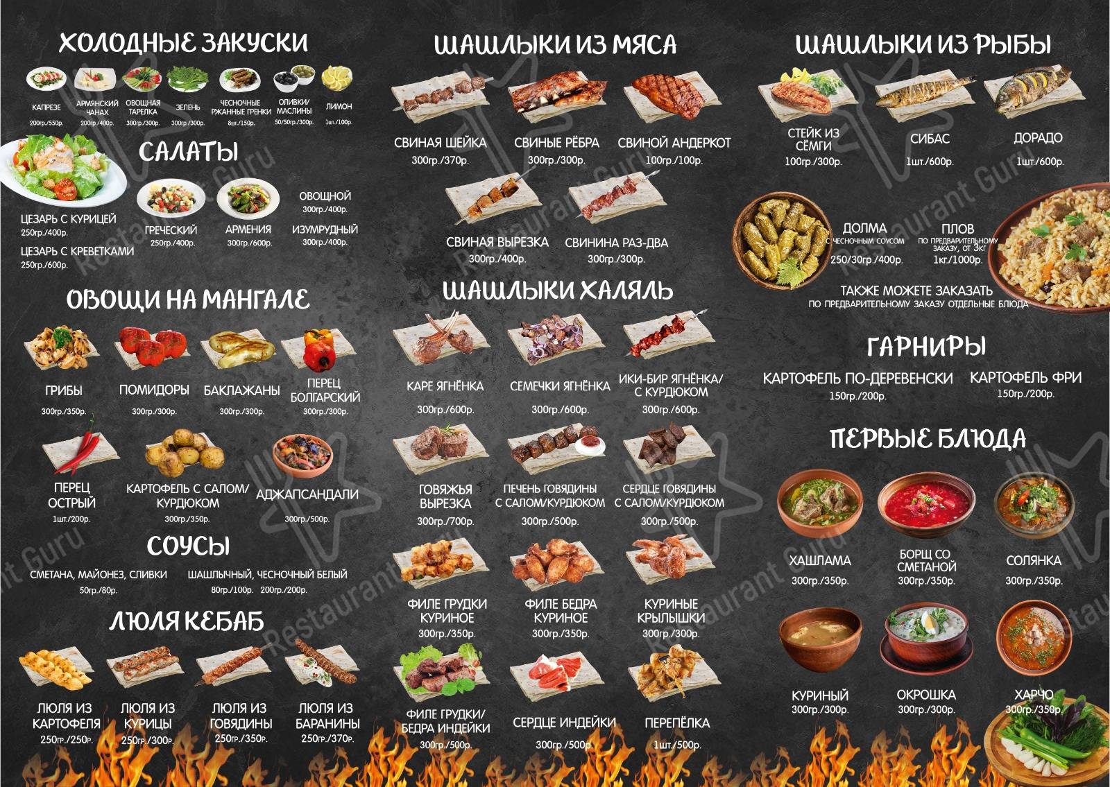 Взгляните на меню Шашлыки мира