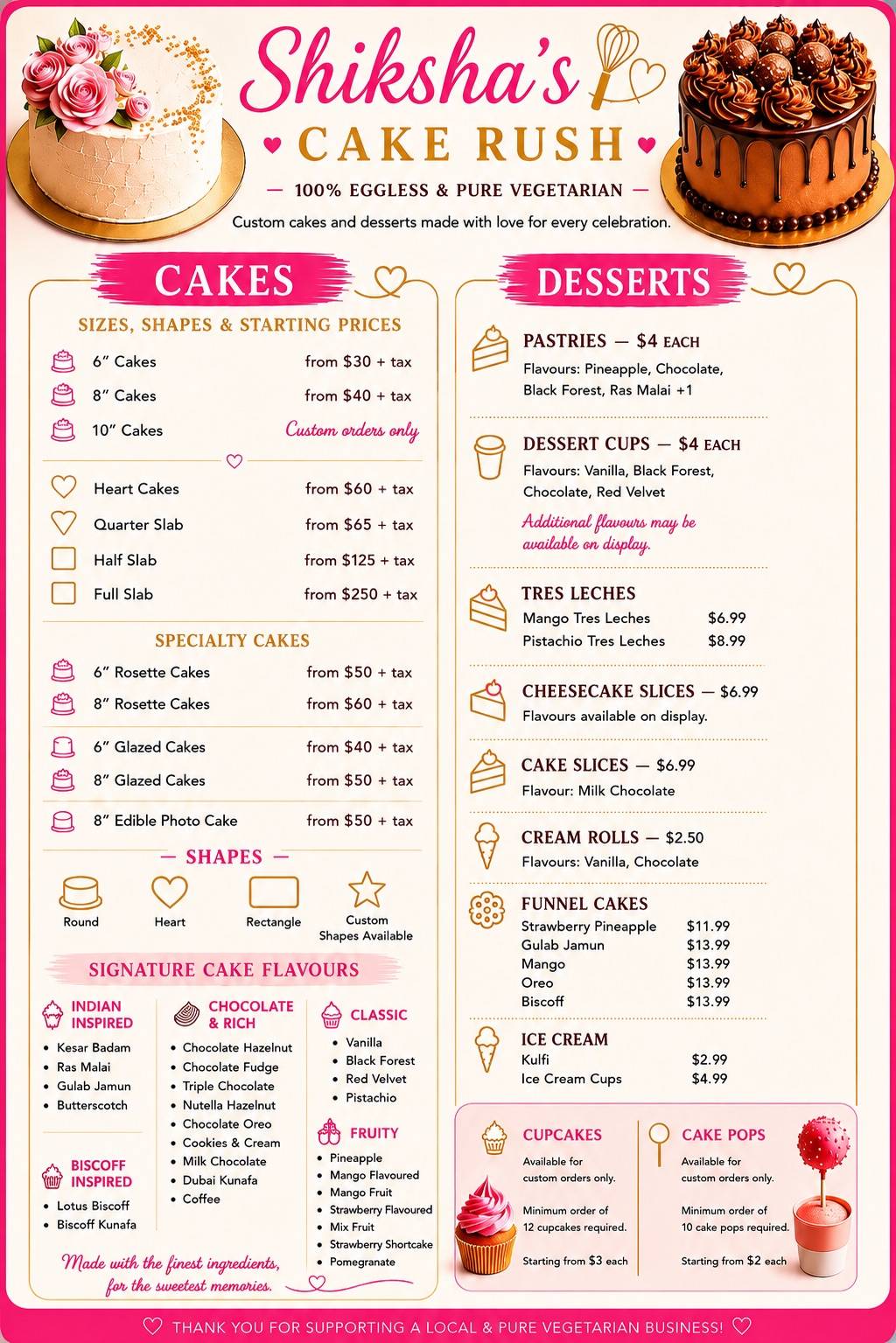 Shiksha’s Cake Rush (EGGLESS AND VEGETARIAN ONLY меню