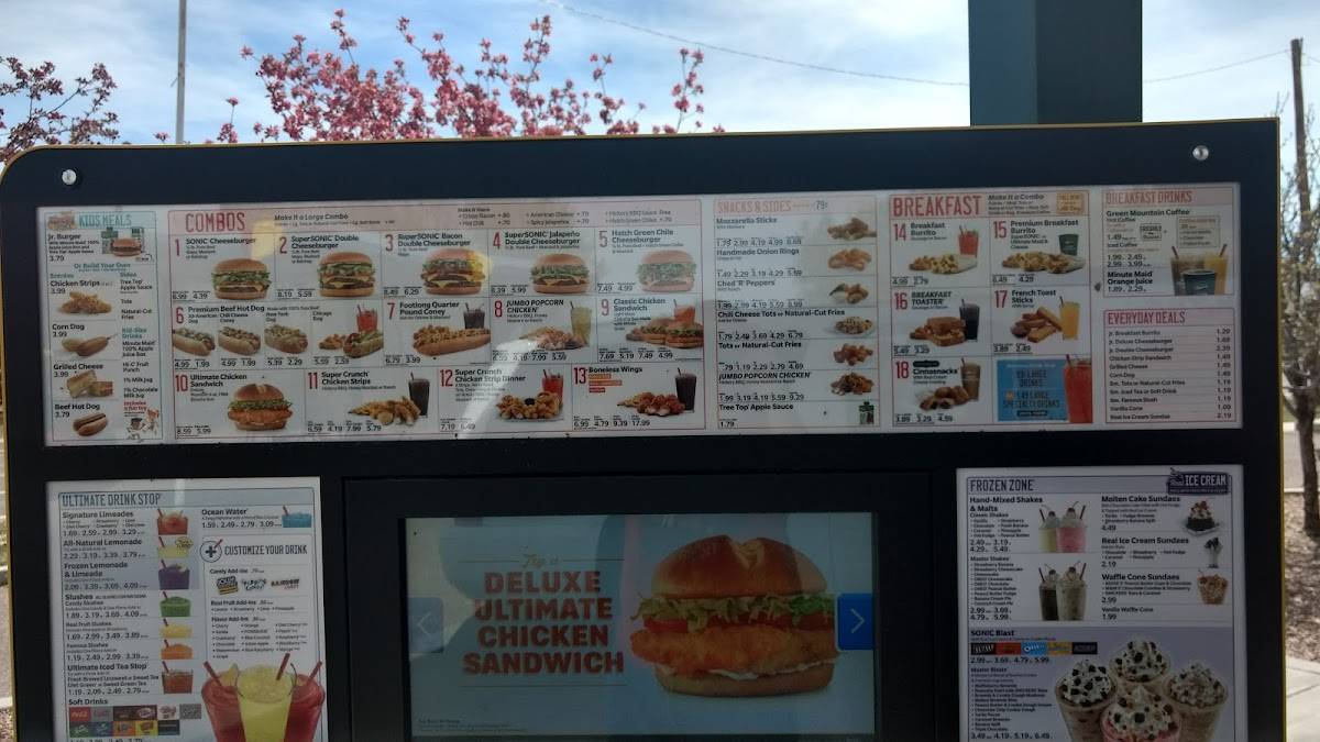 Sonic Drive-In меню