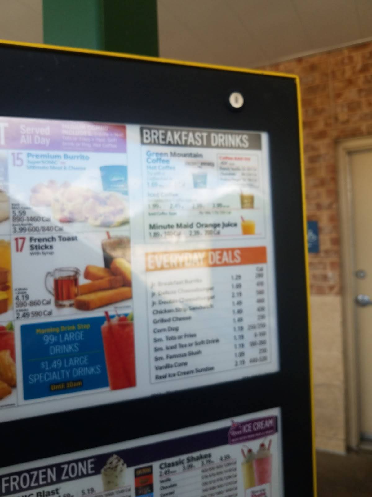 Sonic Drive-In меню