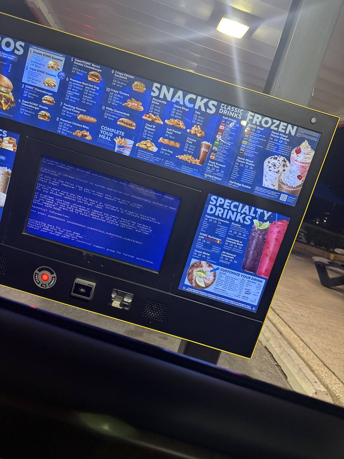 Sonic Drive-In меню