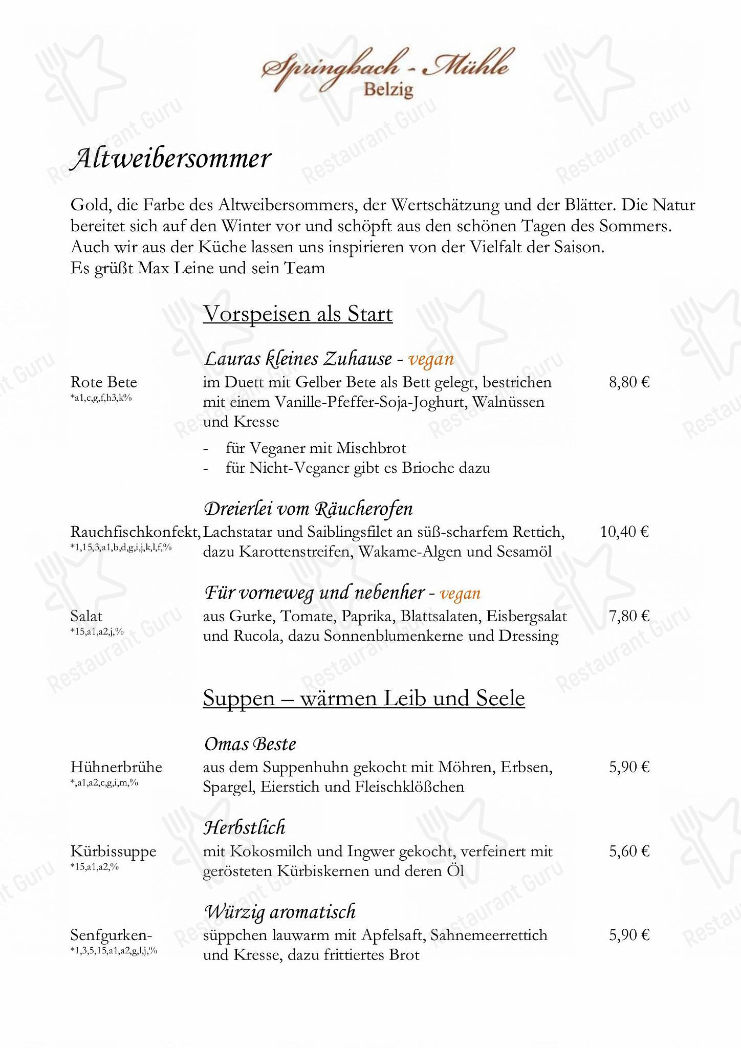 Меню стейк хауса Springbach-Mühle Belzig OHG - At Home Catering Menu