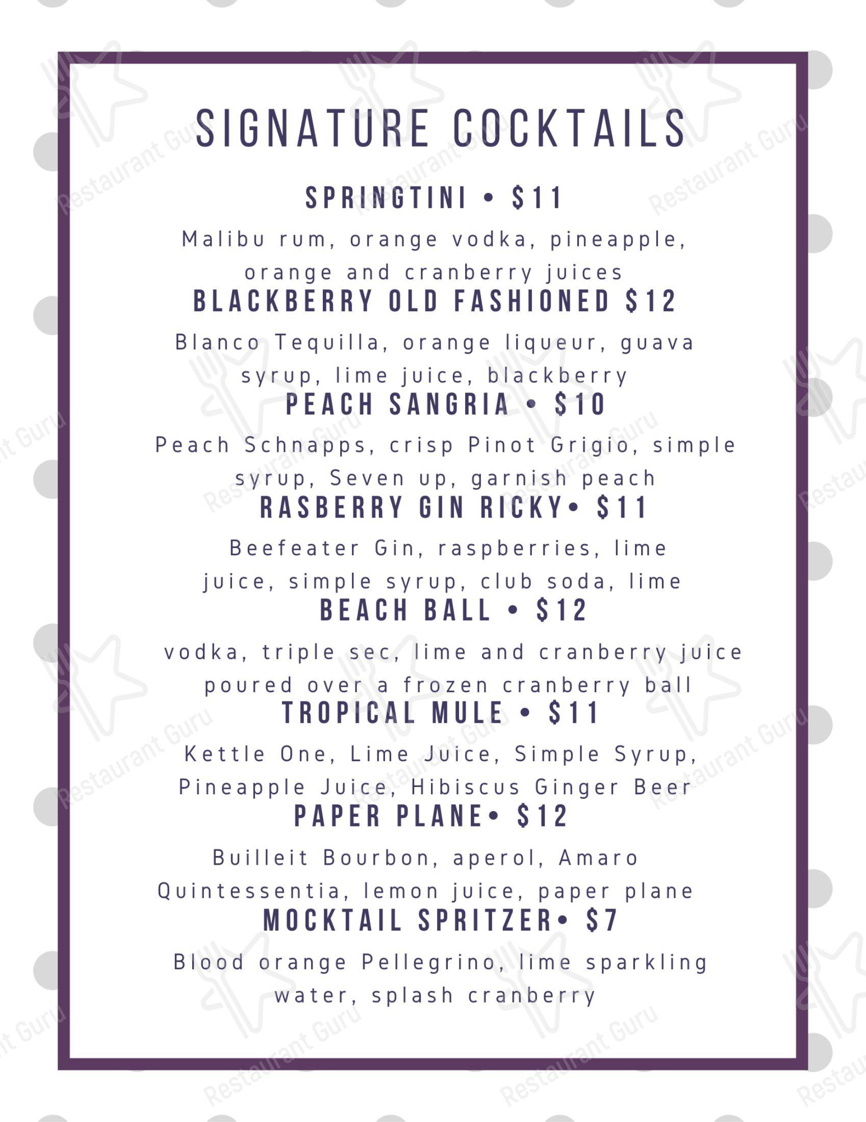 Меню стейк хауса Springtown Inn - Dinner Menu