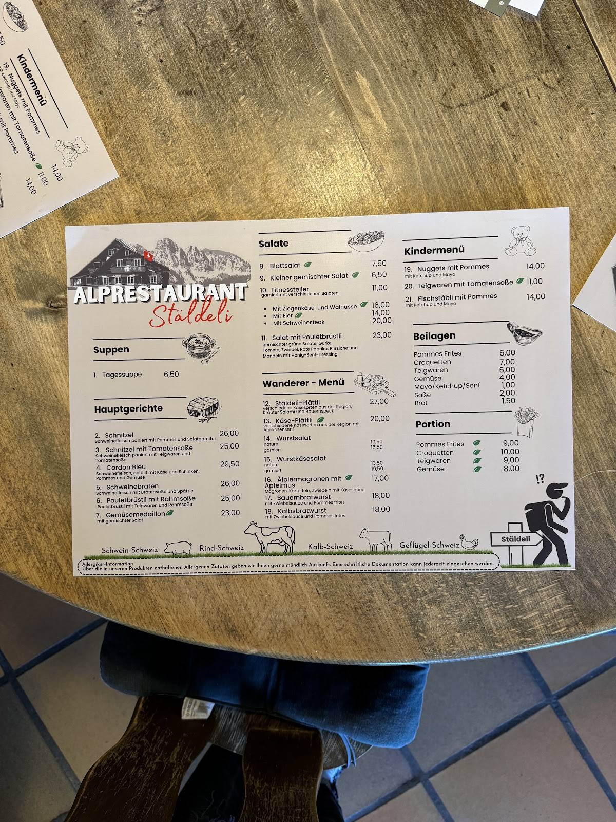 Stäldeli меню