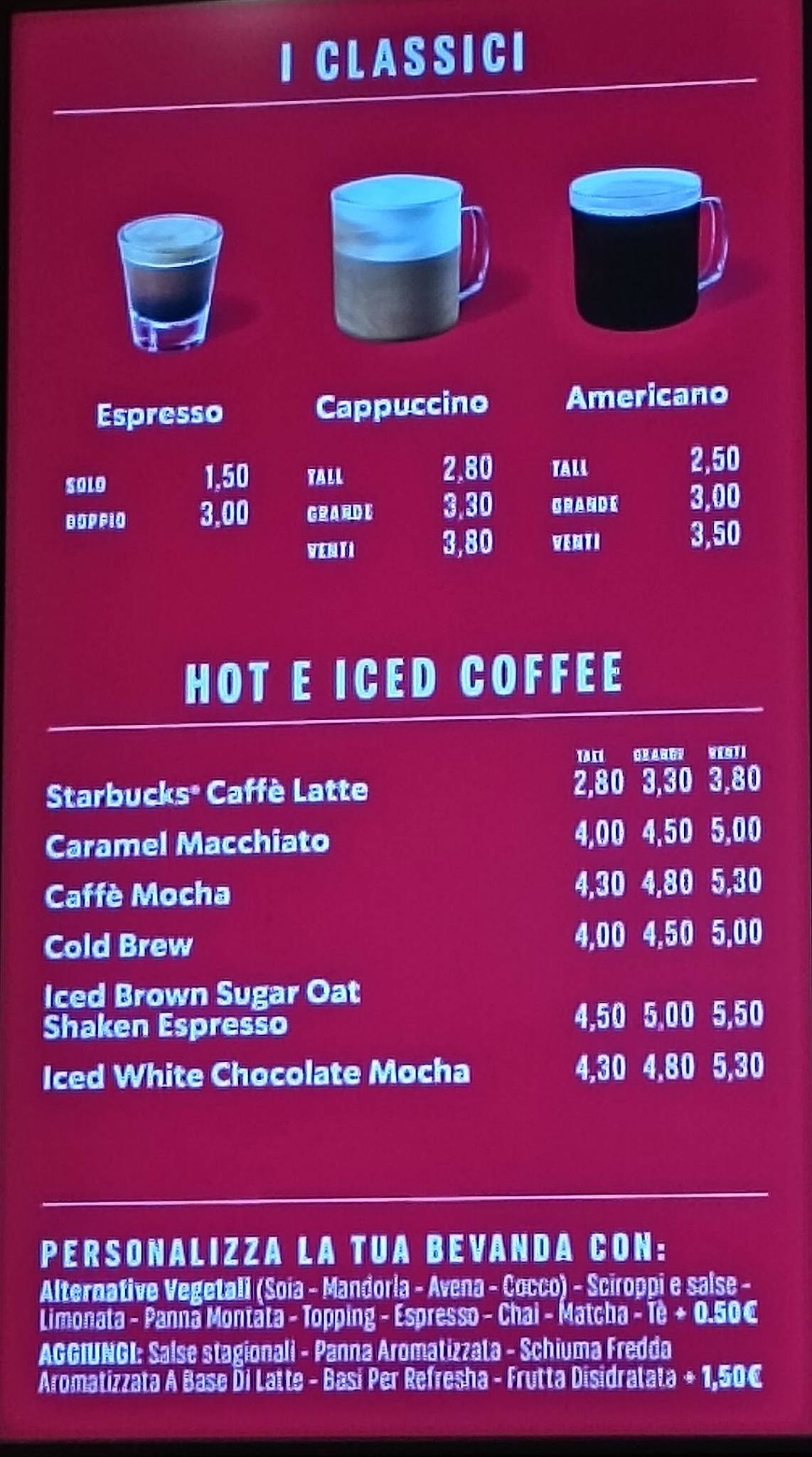 Starbucks - Porta di Roma меню
