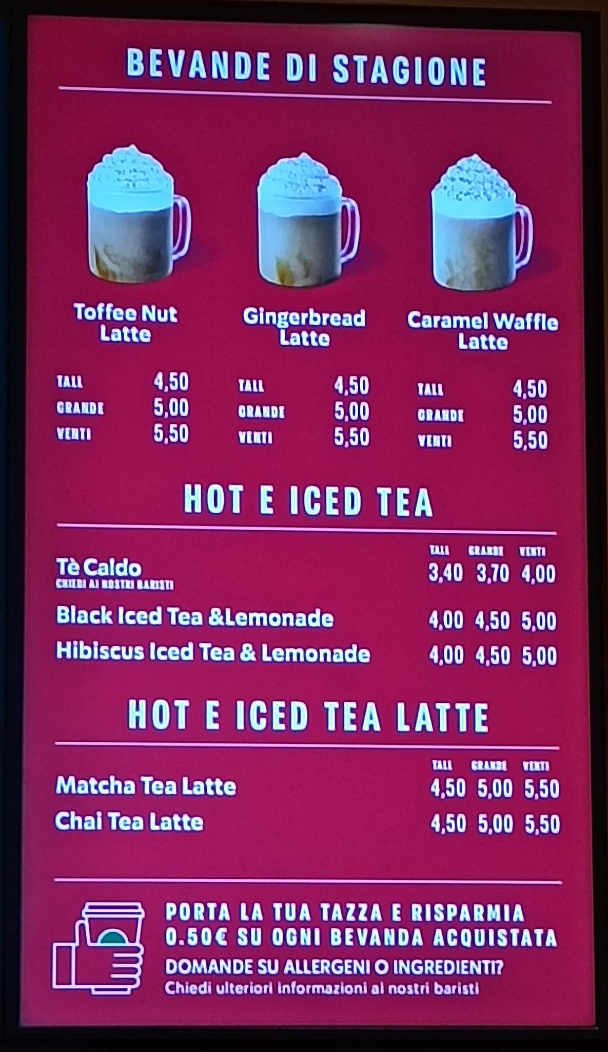 Starbucks - Porta di Roma меню