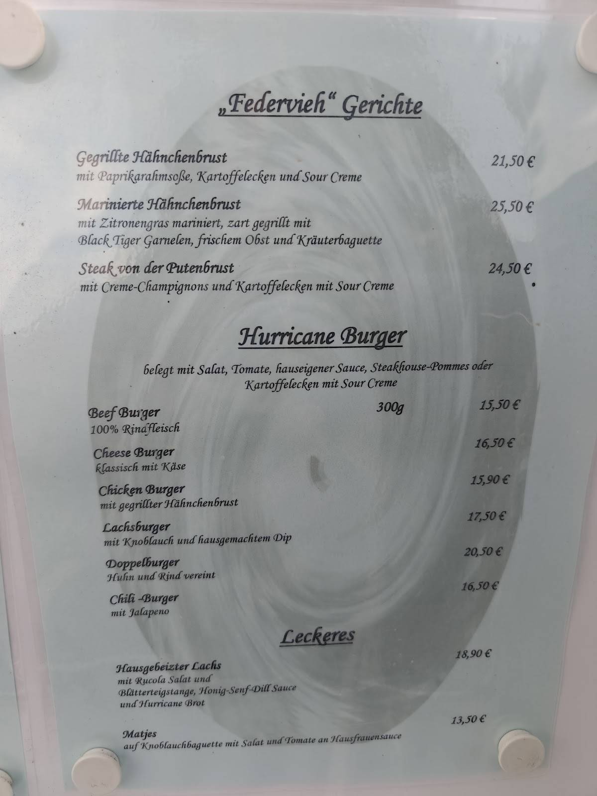 Steakhouse Hurricane меню
