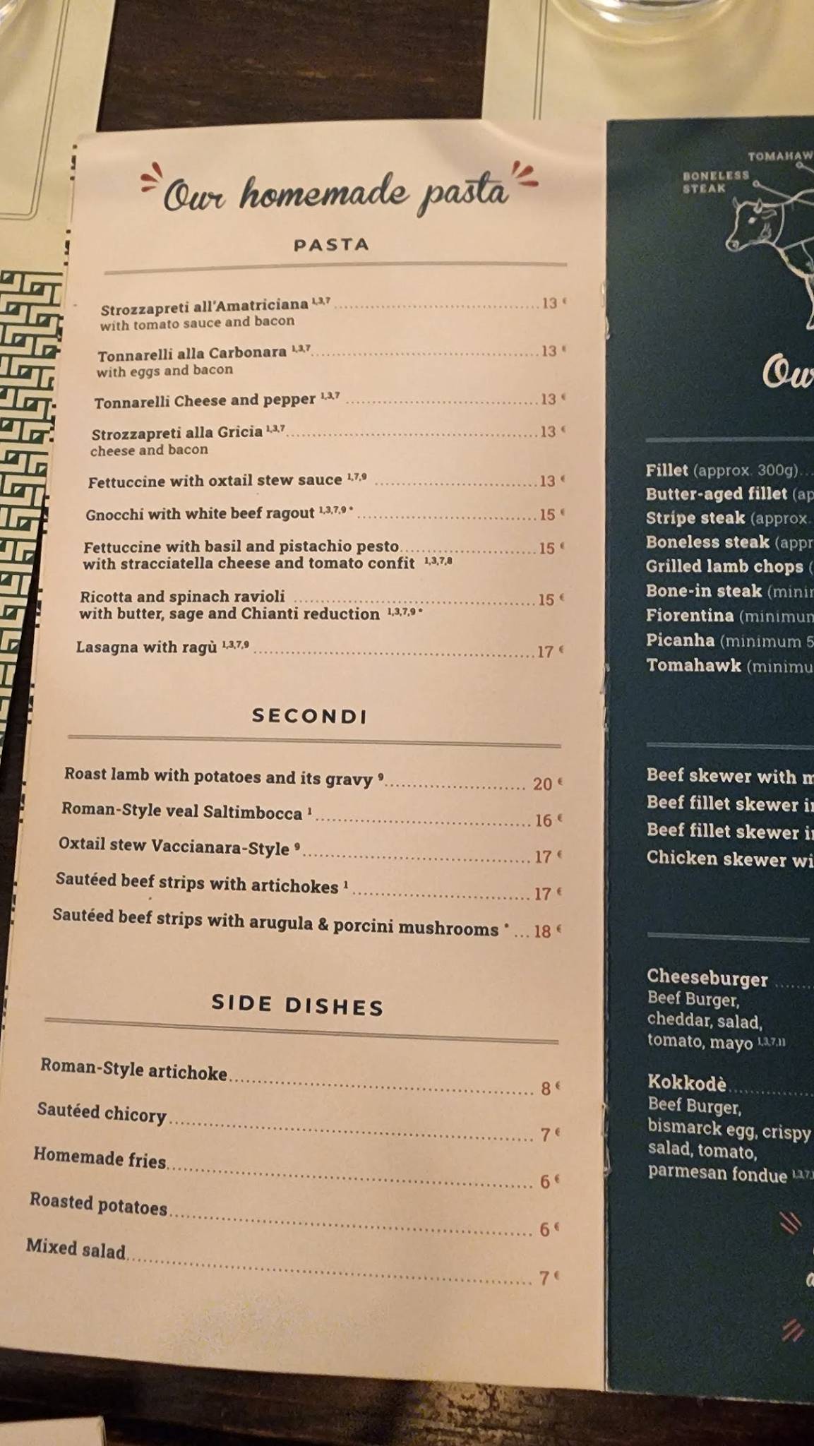 OSTERIA FARUSO меню