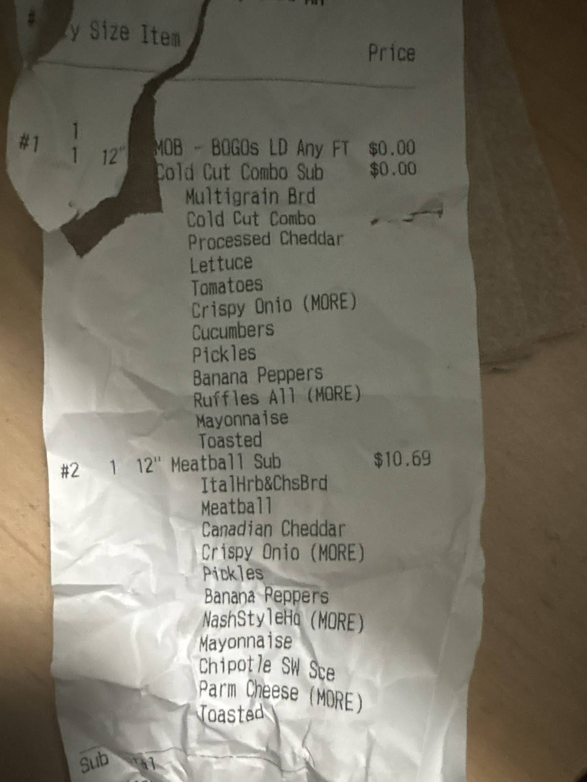 Subway@155 John Street South Hamilton меню