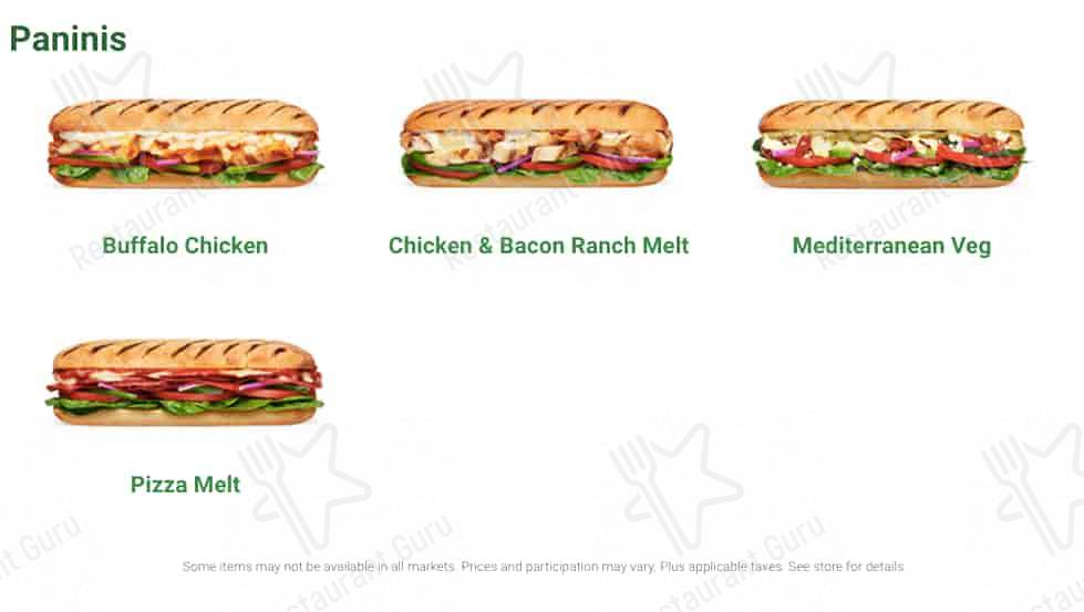 Subway меню