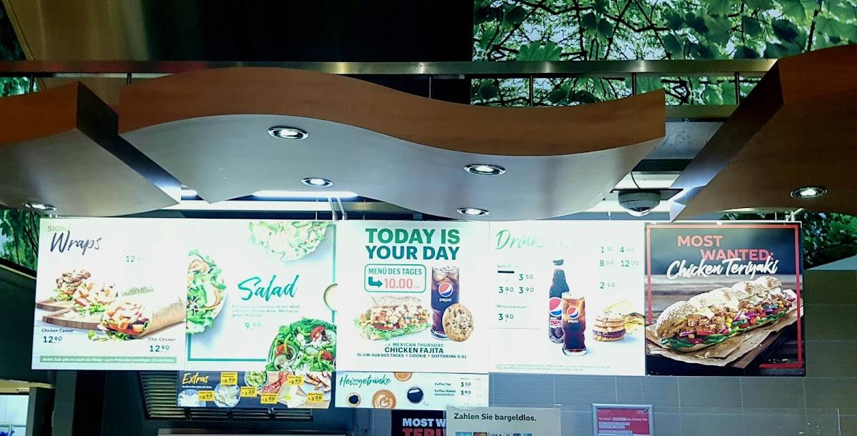 Subway меню