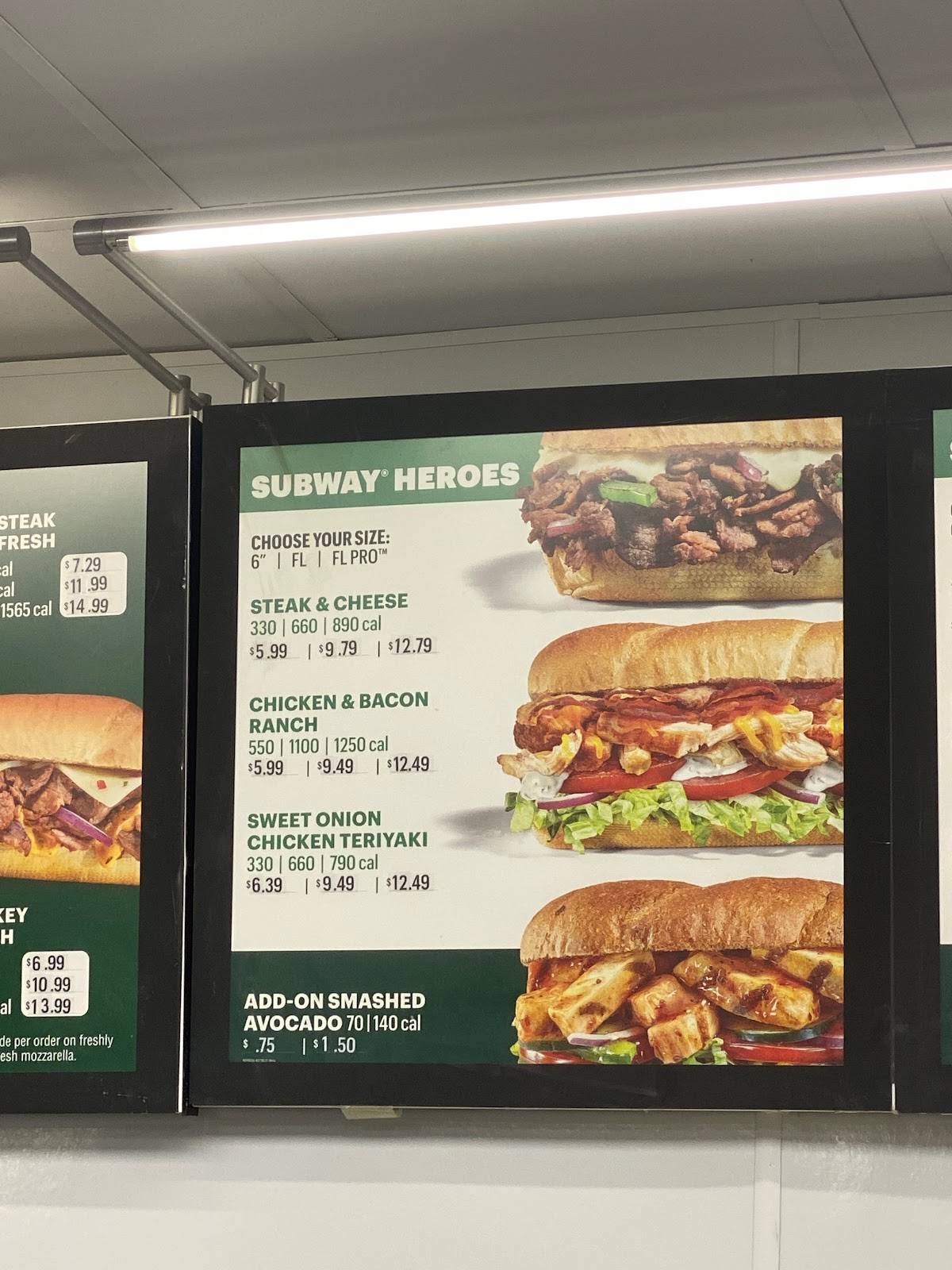 Subway меню
