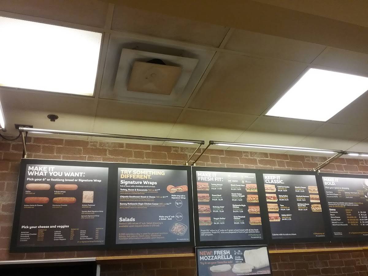 Subway меню