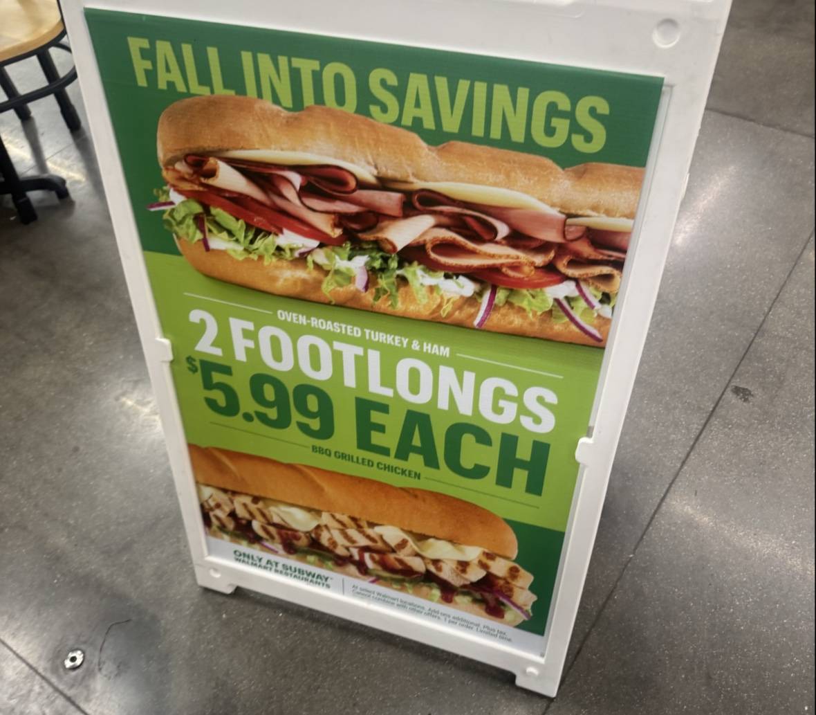 Subway меню