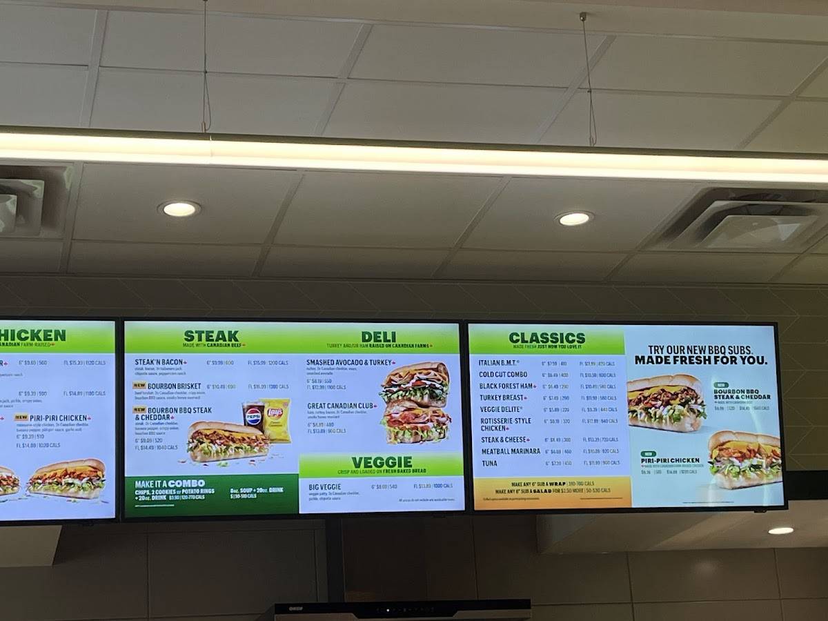 Subway меню