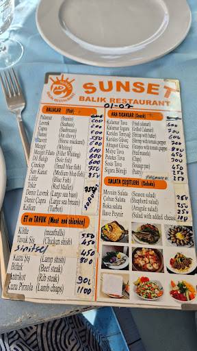 Sunset Et & Balık Restoran меню