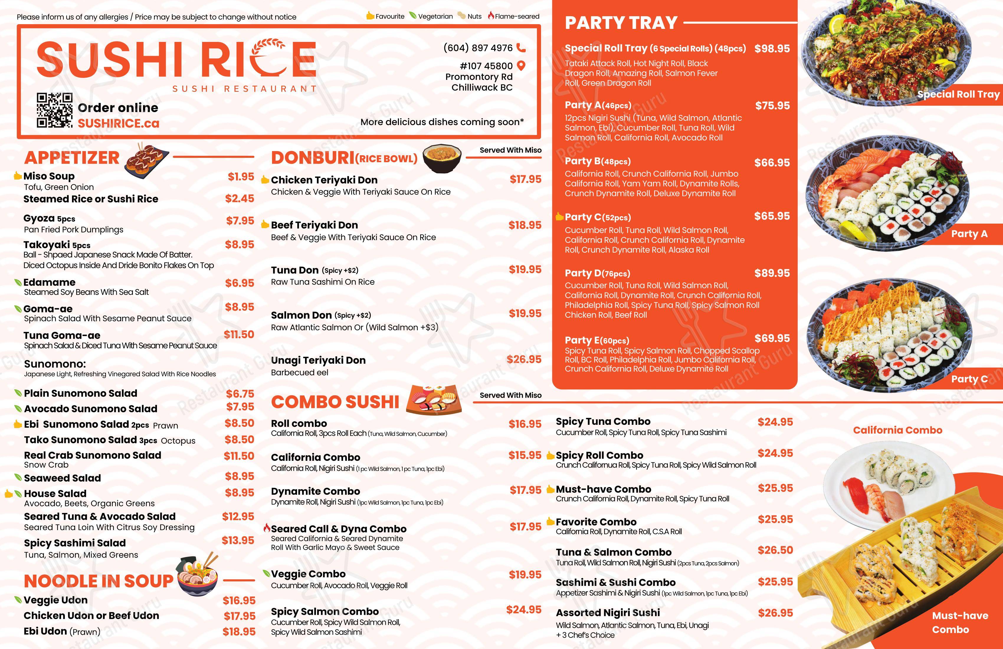 Sushi Rice в Чилливаке - Меню