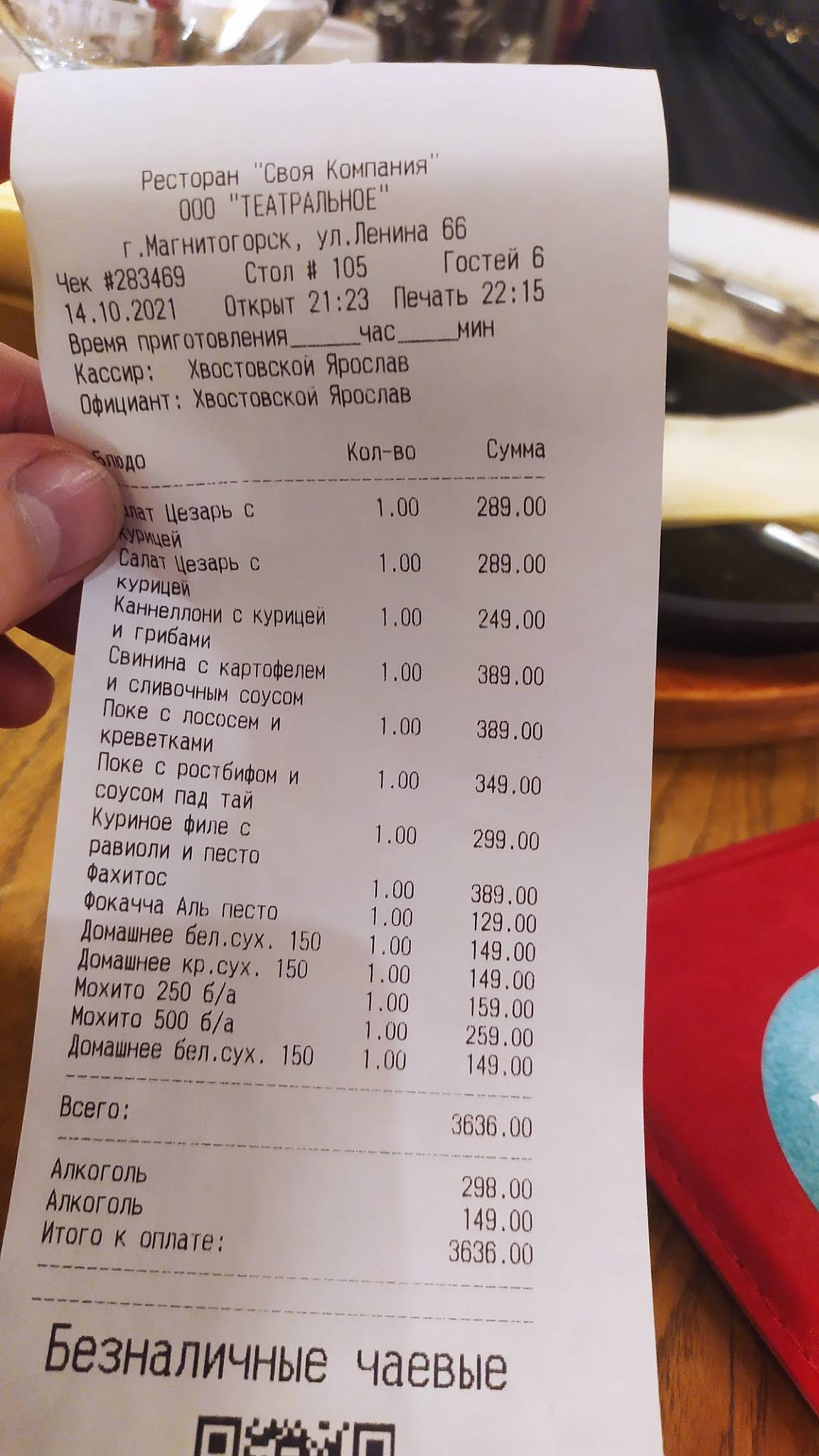 Своя компания меню