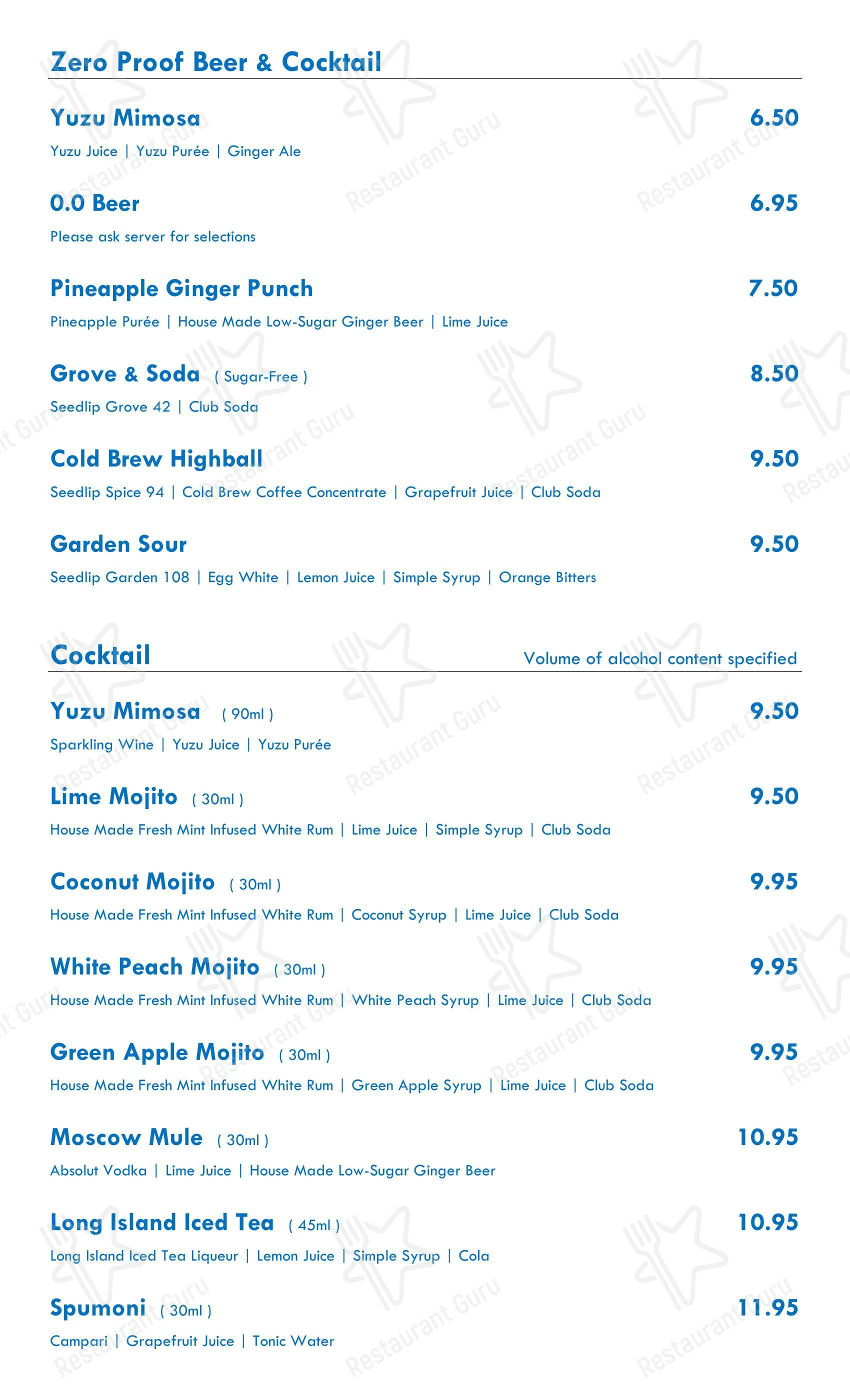 Switch в Ванкувере - Lunch Menu