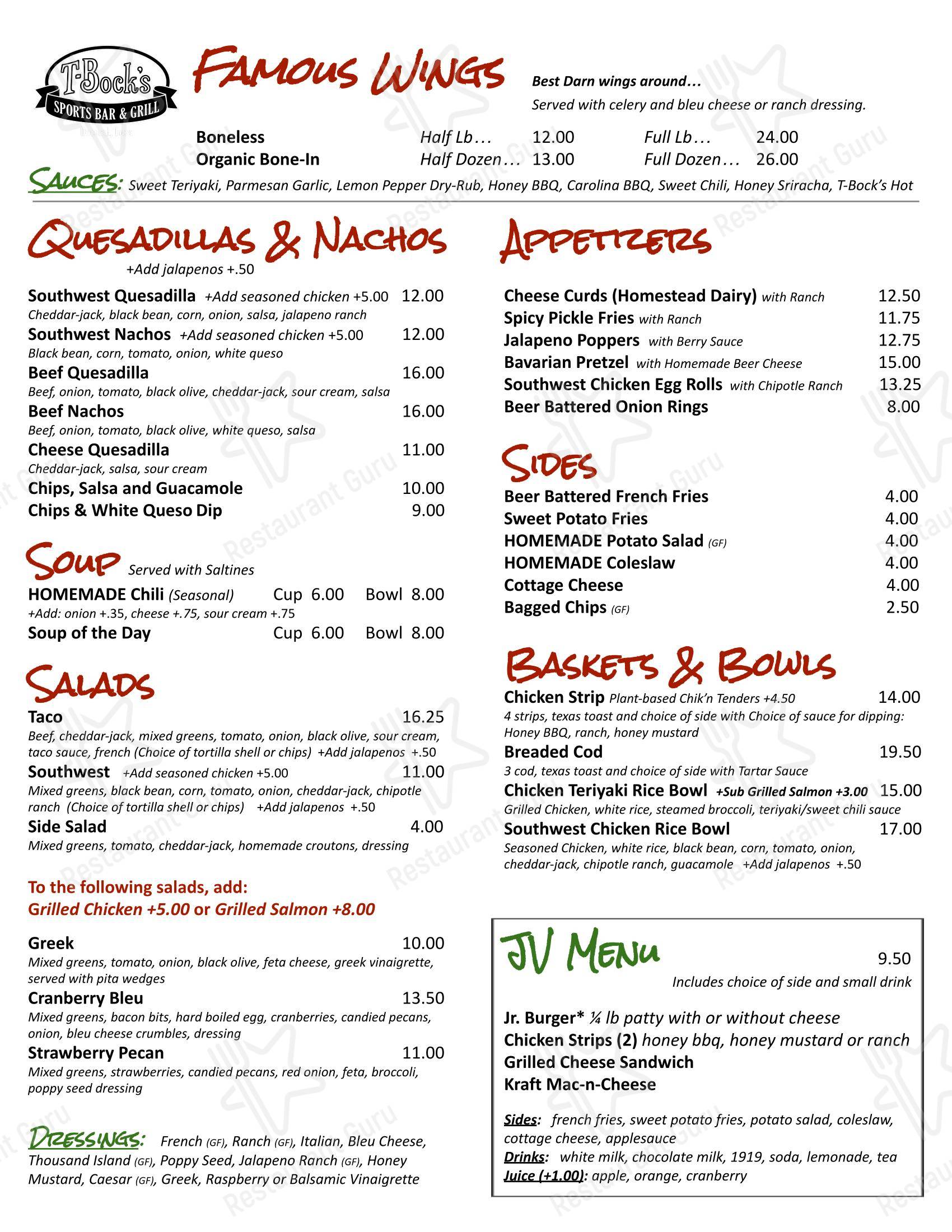 T-Bock's Sports Bar & Grill в Декоре - Меню напитков
