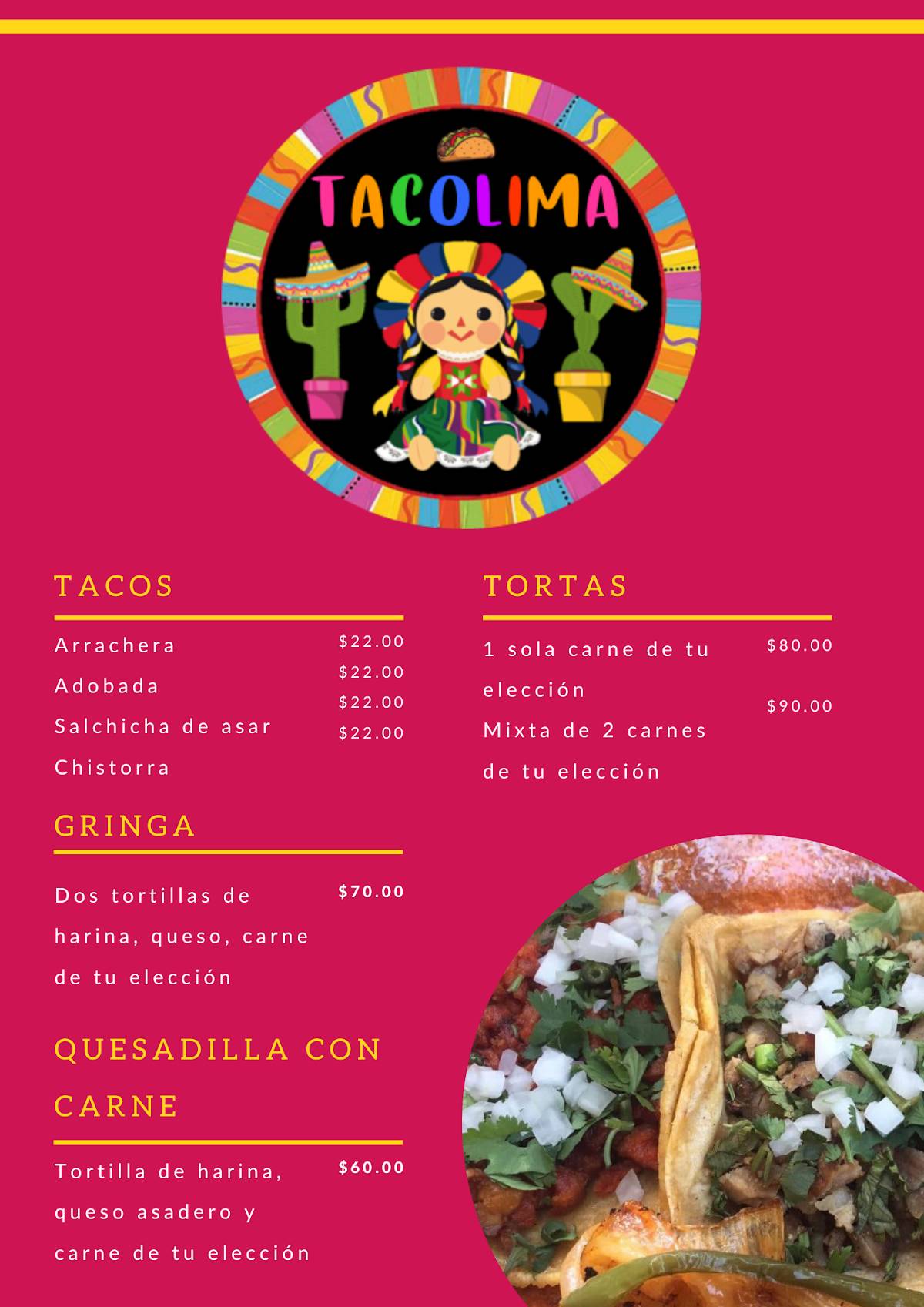 TACOLIMA меню