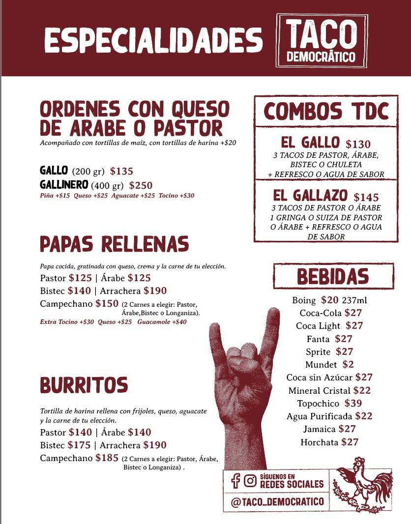 Taco Democratico меню