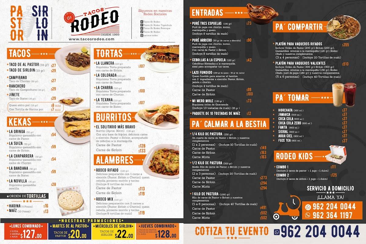 Tacos Señor Rodeo Tapachula меню
