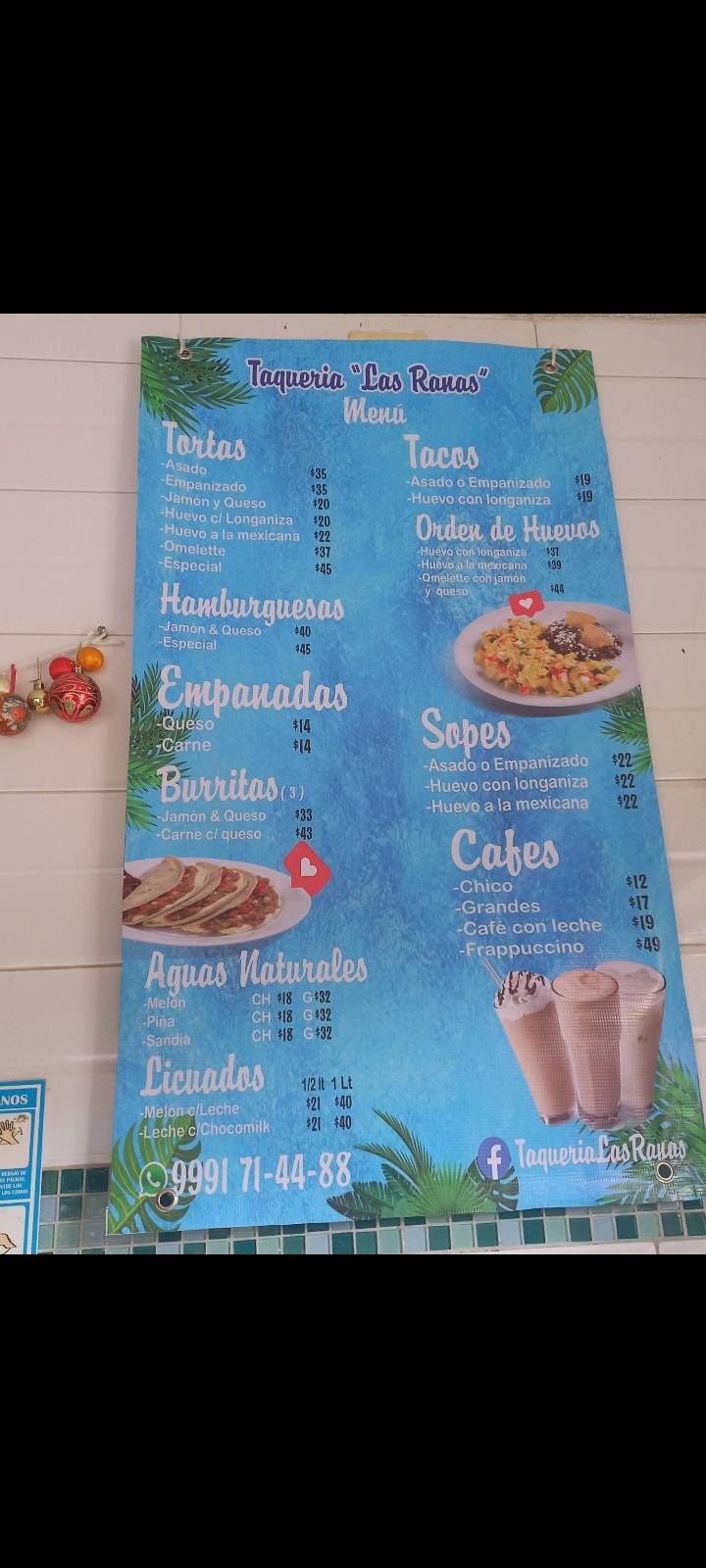Taquería "LAS RANAS" меню