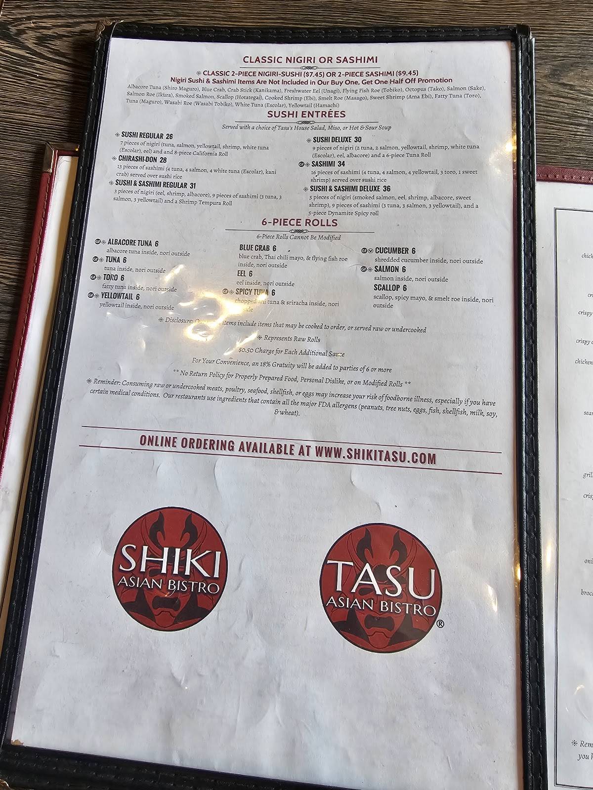Tasu Asian Bistro меню