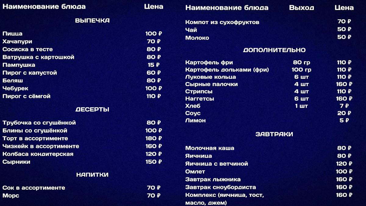 Теплушка меню