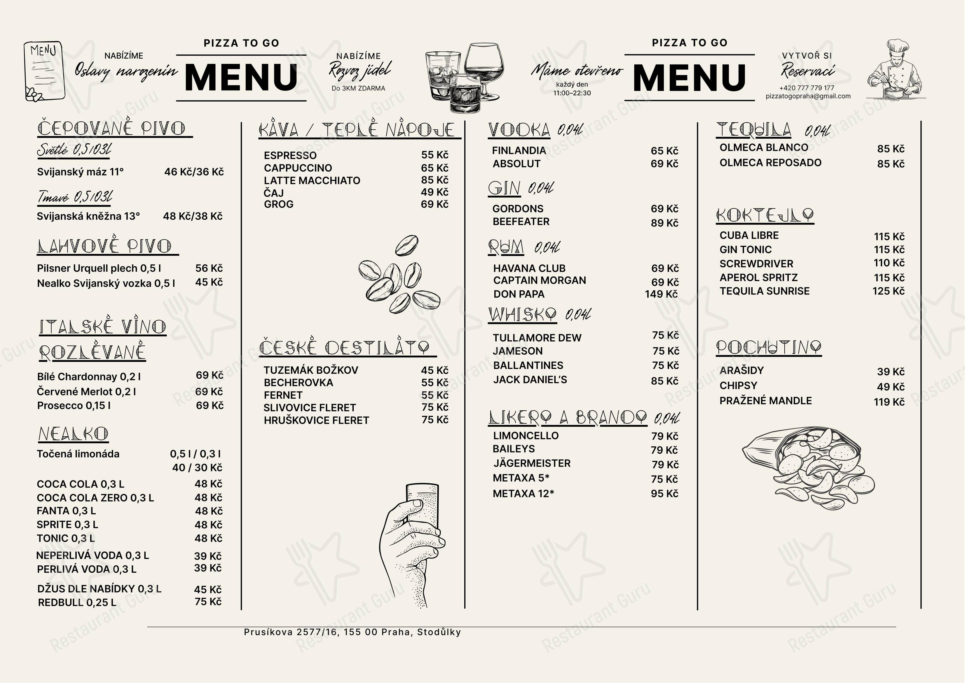 Меню ресторана Terasy Restaurant - Pizza To Go