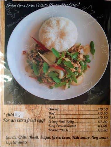 Thai Blue меню