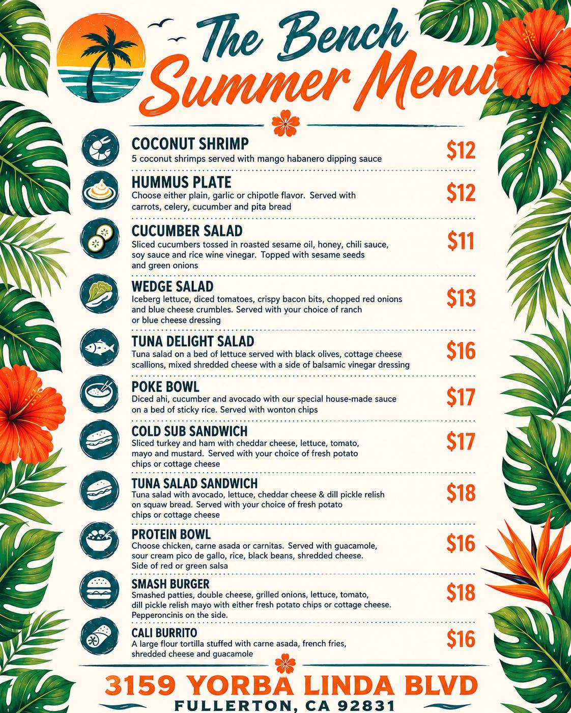 The Bench Sports Bar & Grill меню