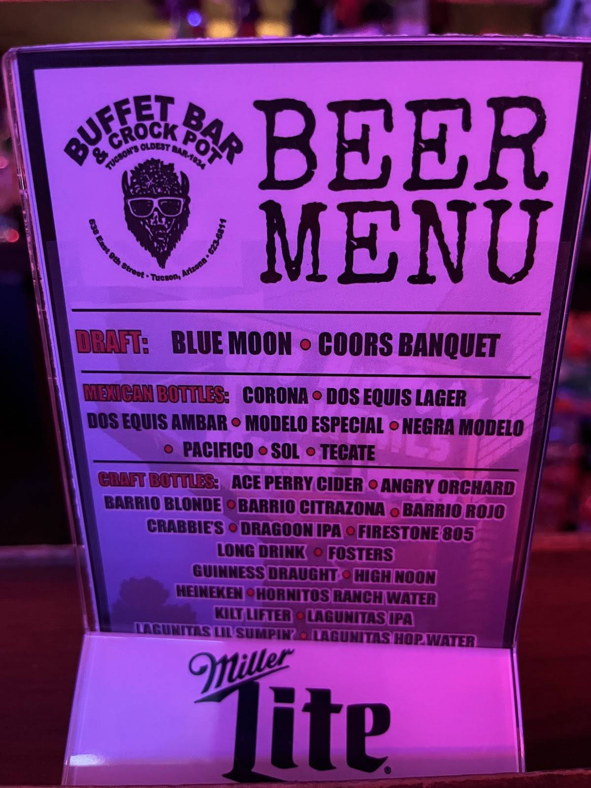 The Buffet Bar меню