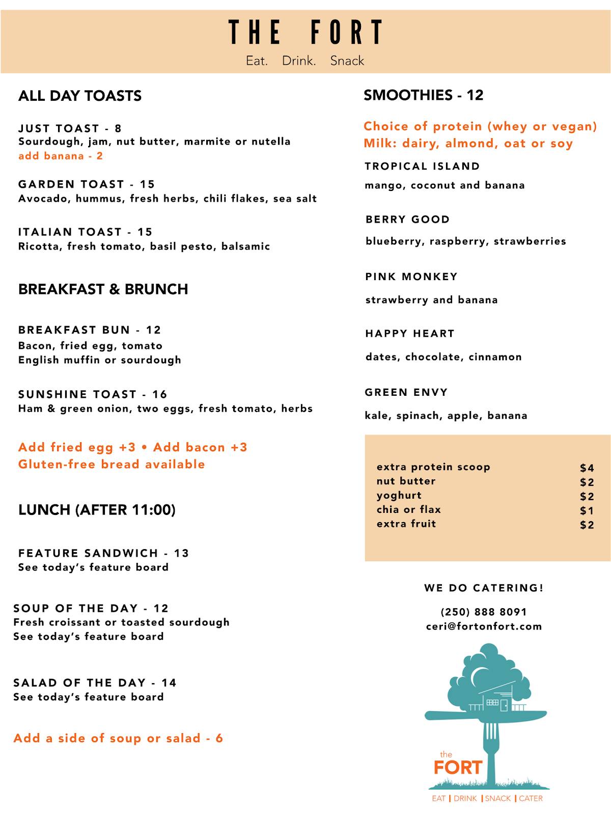 The Fort Cafe меню