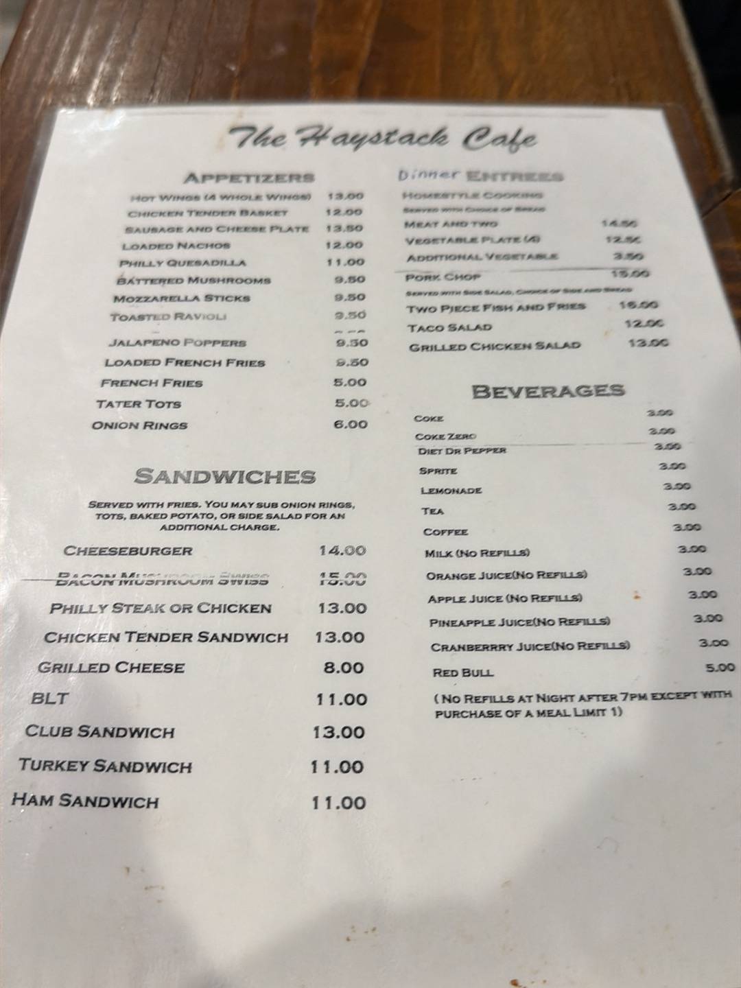 The Haystack Cafe меню