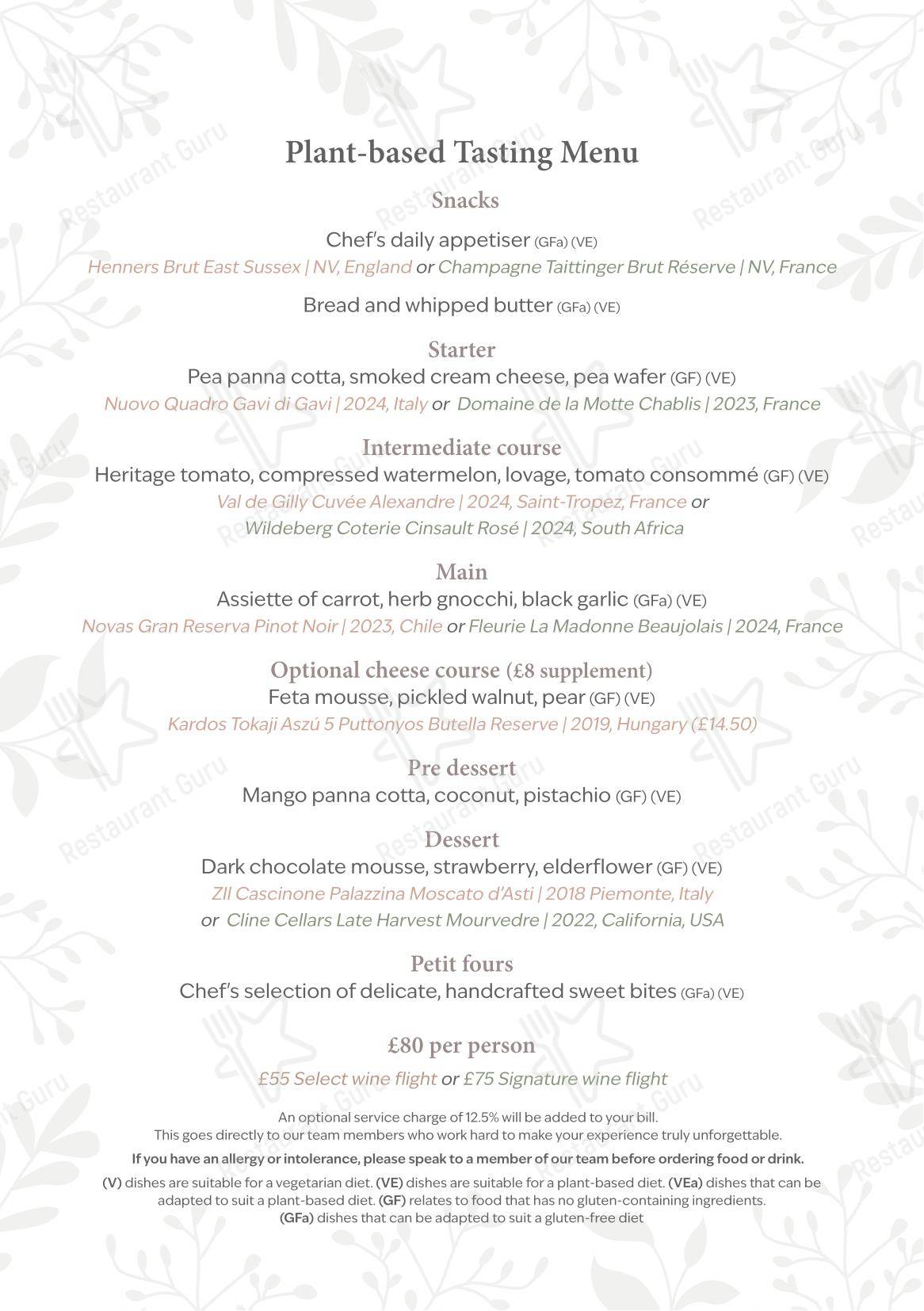 Меню паба и бара The Peacock at Rowsley - Dinner Menu