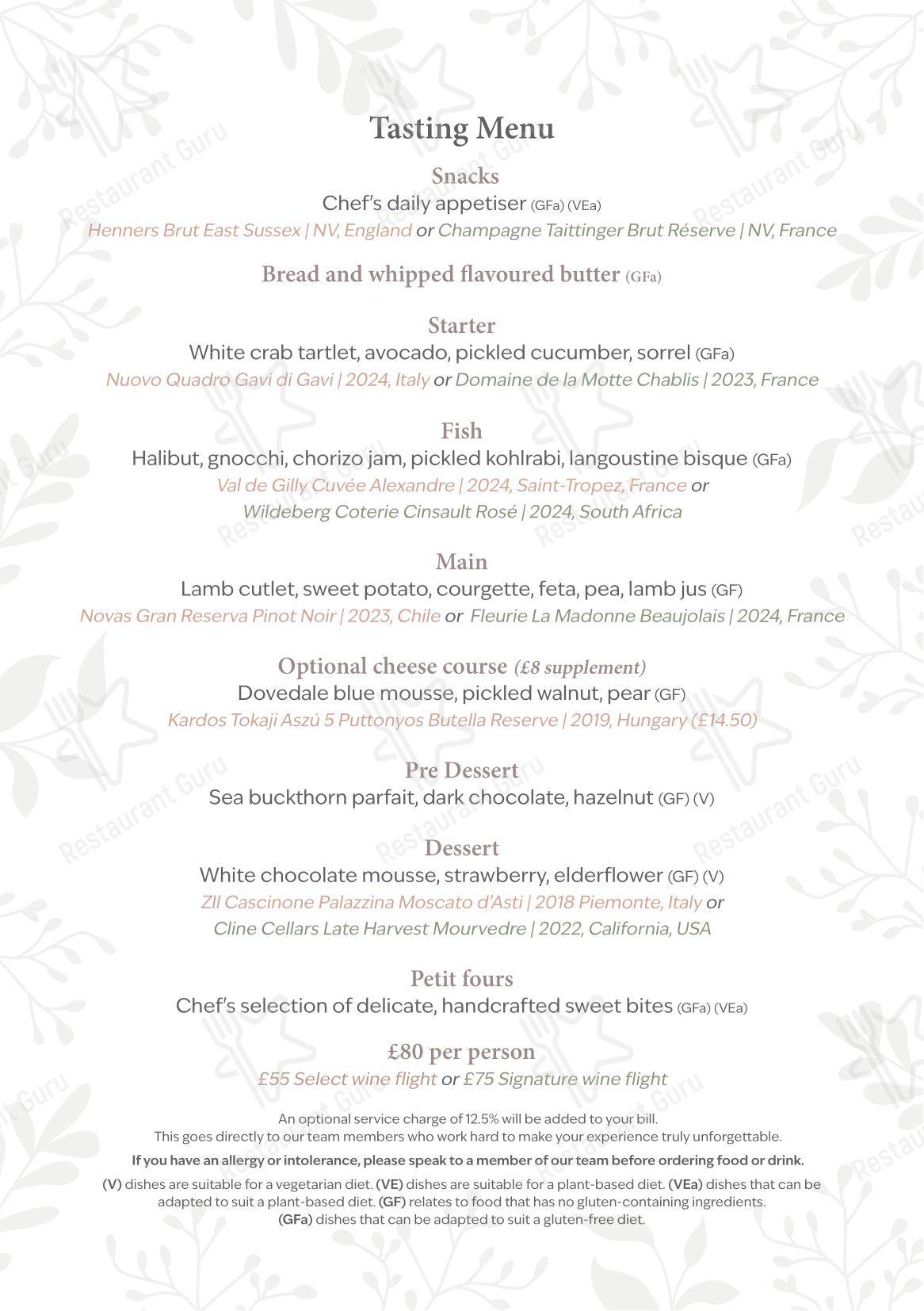 Меню паба и бара The Peacock at Rowsley - Dinner Menu