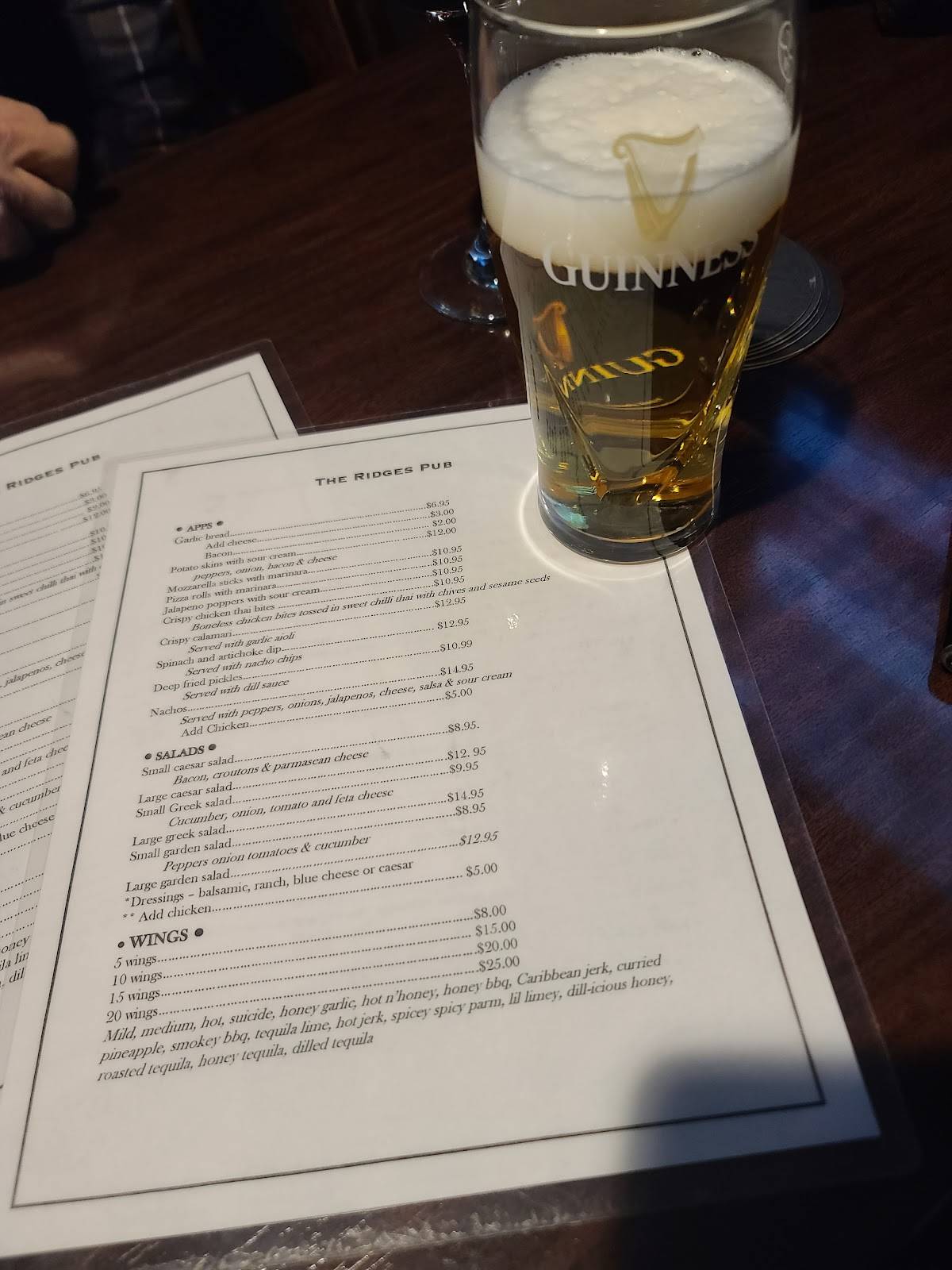 The Ridges Pub меню