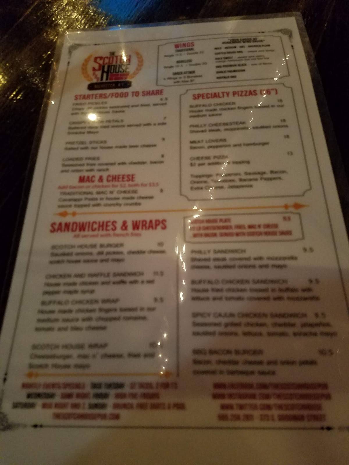 The Scotch House Pub меню