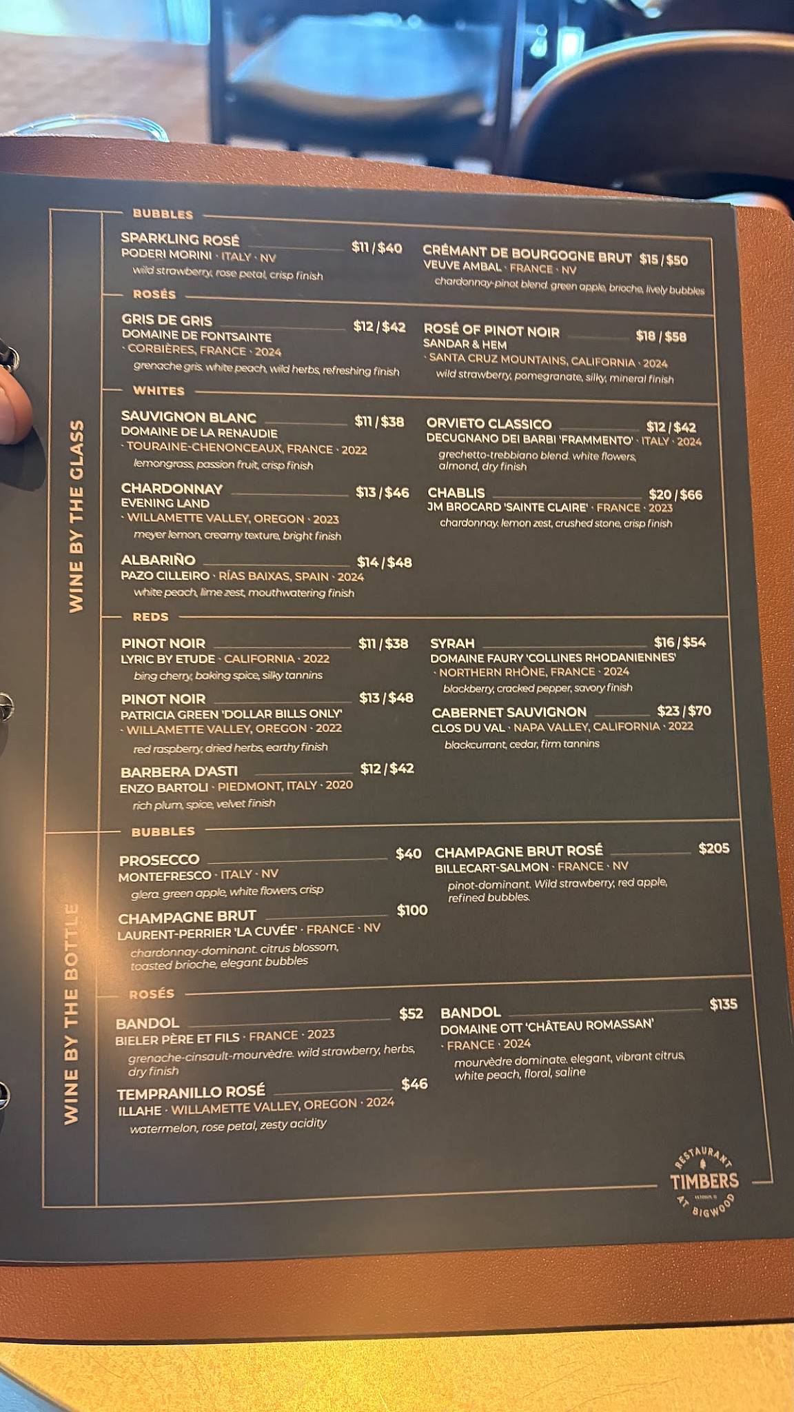Timbers Restaurant меню