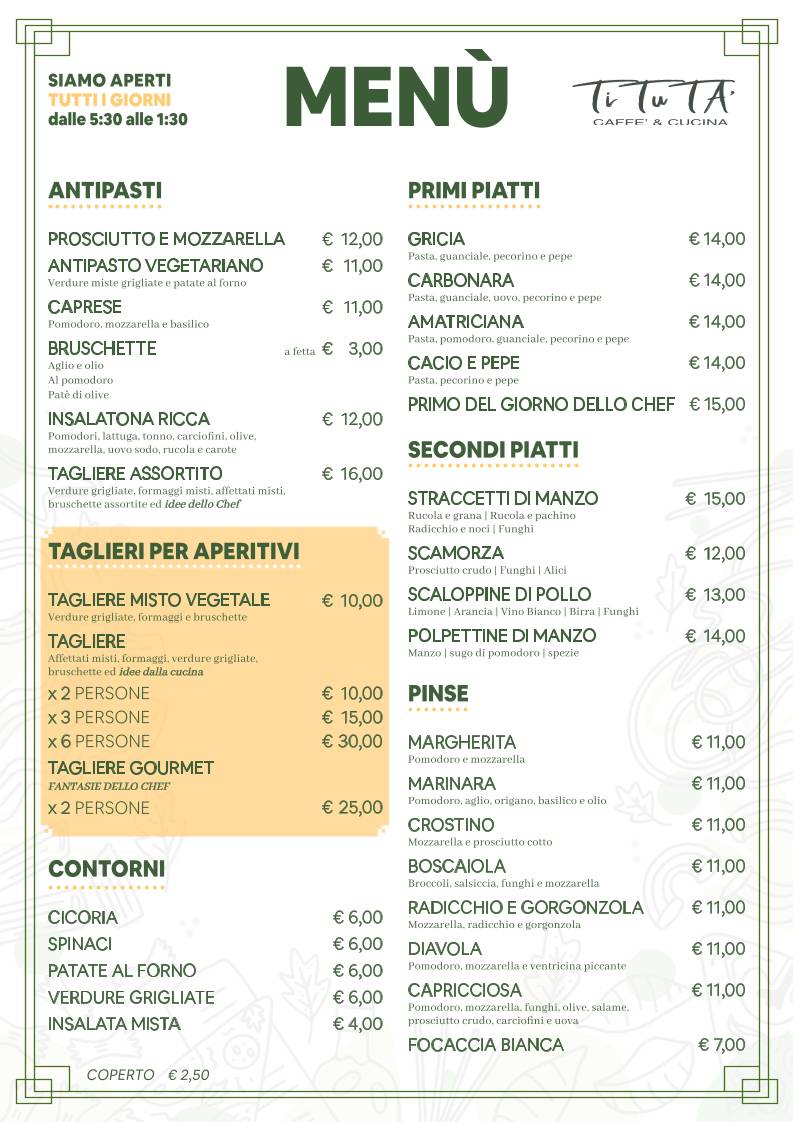 Titutà меню