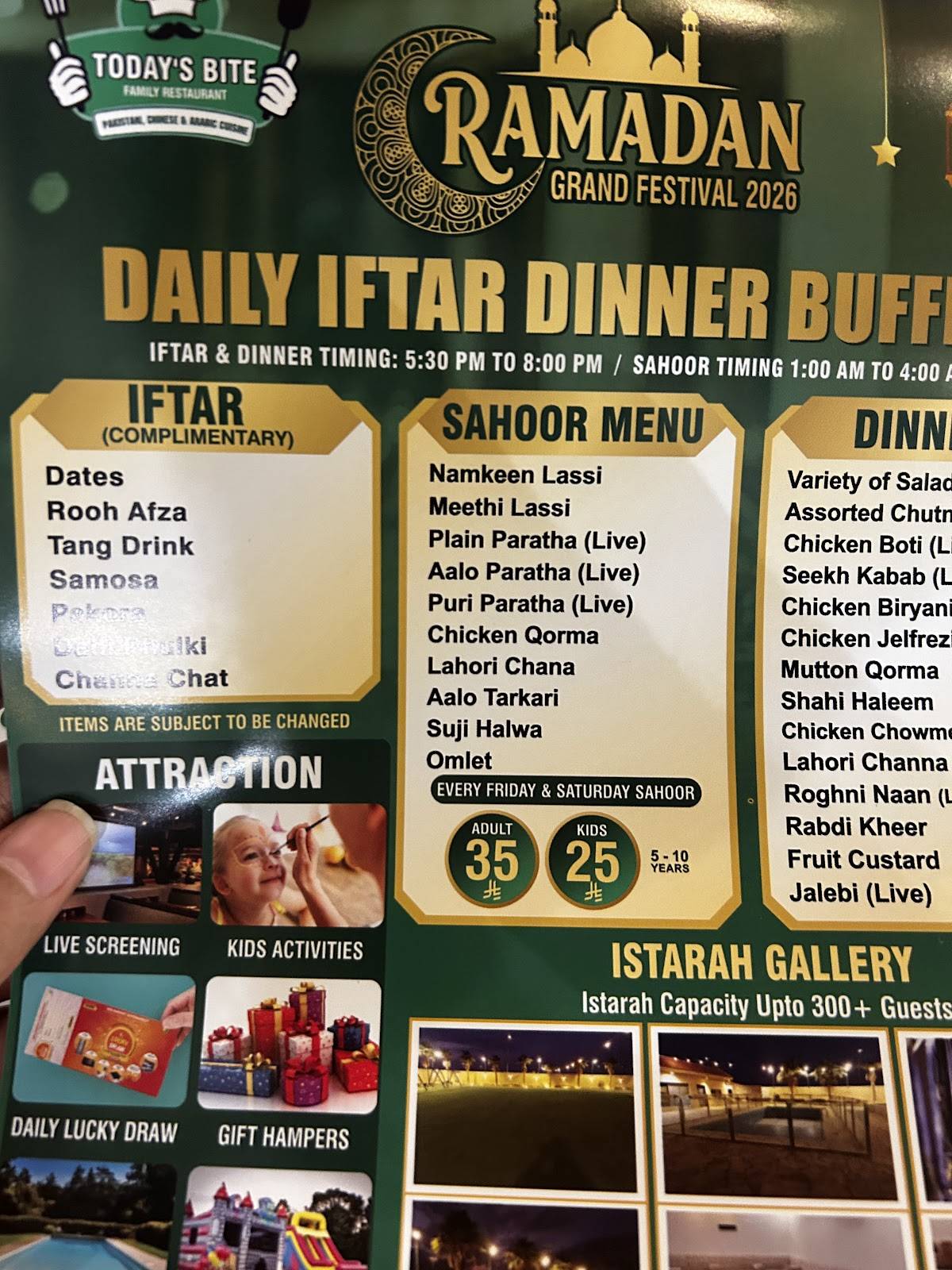Todays Bite Restaurant Olaya меню