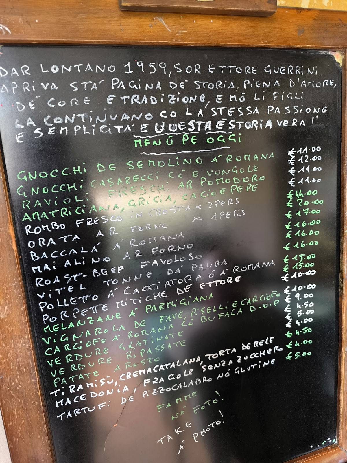 Trattoria Da Ettore Srl меню