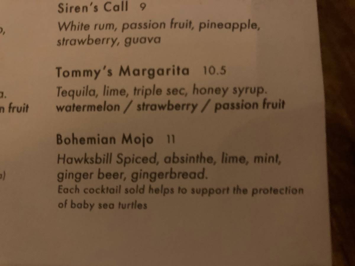 Turtle Bay Sheffield меню