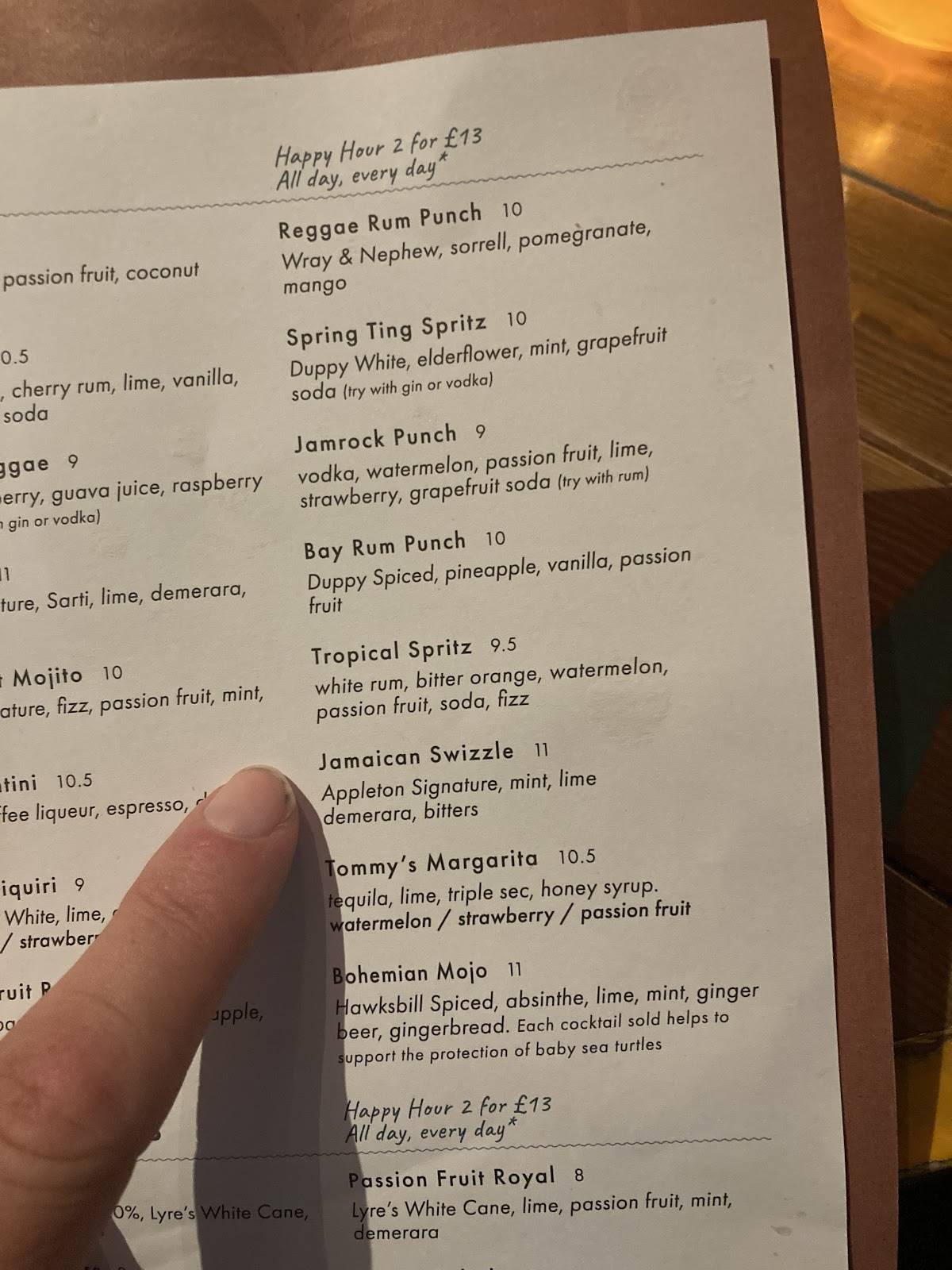 Turtle Bay Sheffield меню