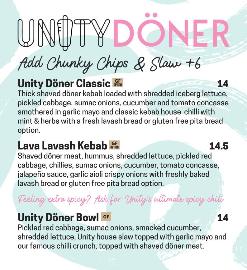 Unity Diner меню