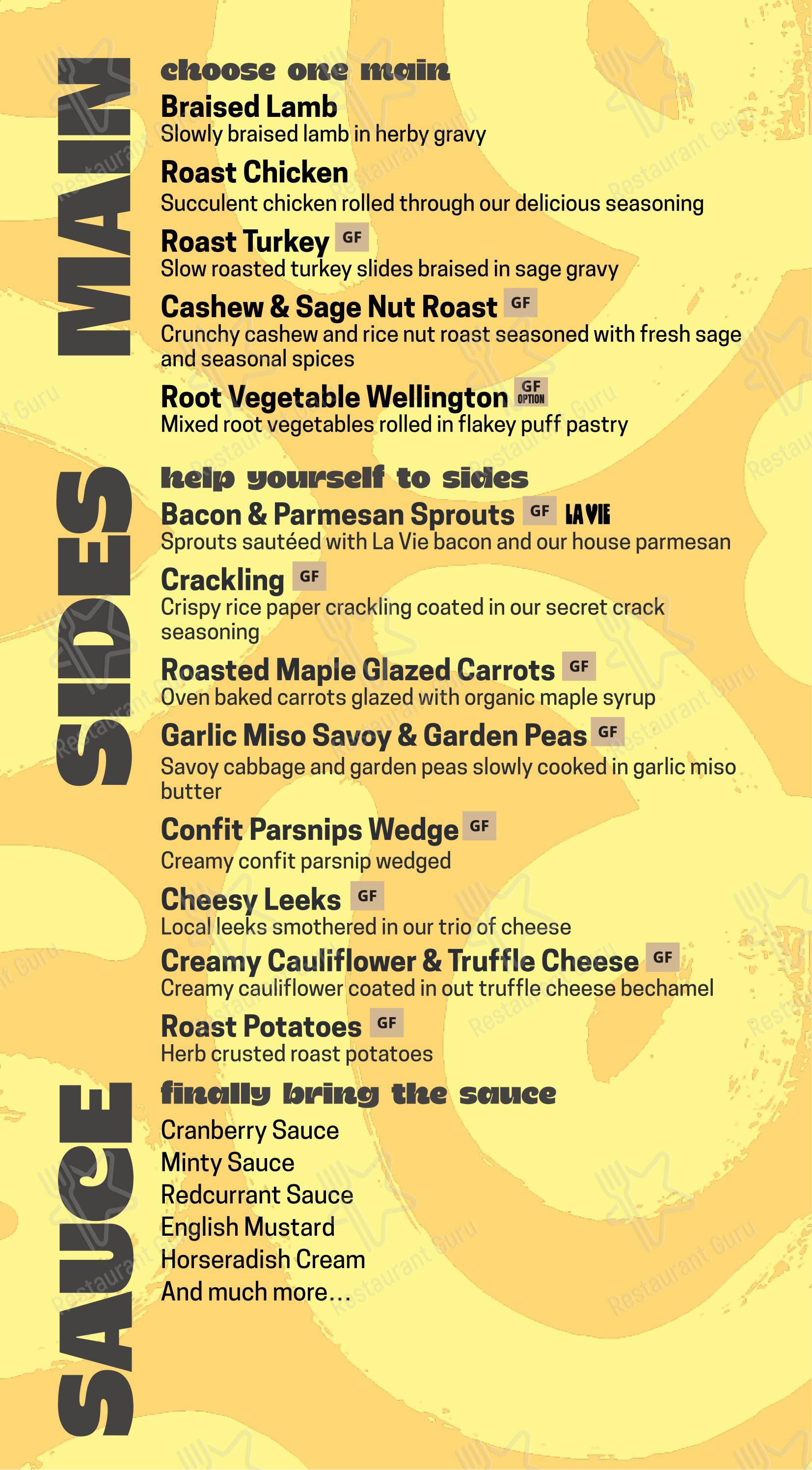 Dinner Menu паба и бара Unity Diner в Лондоне
