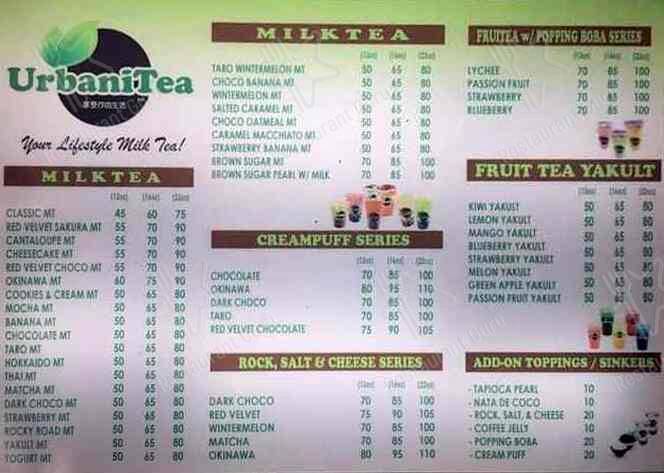 UrbaniTea меню